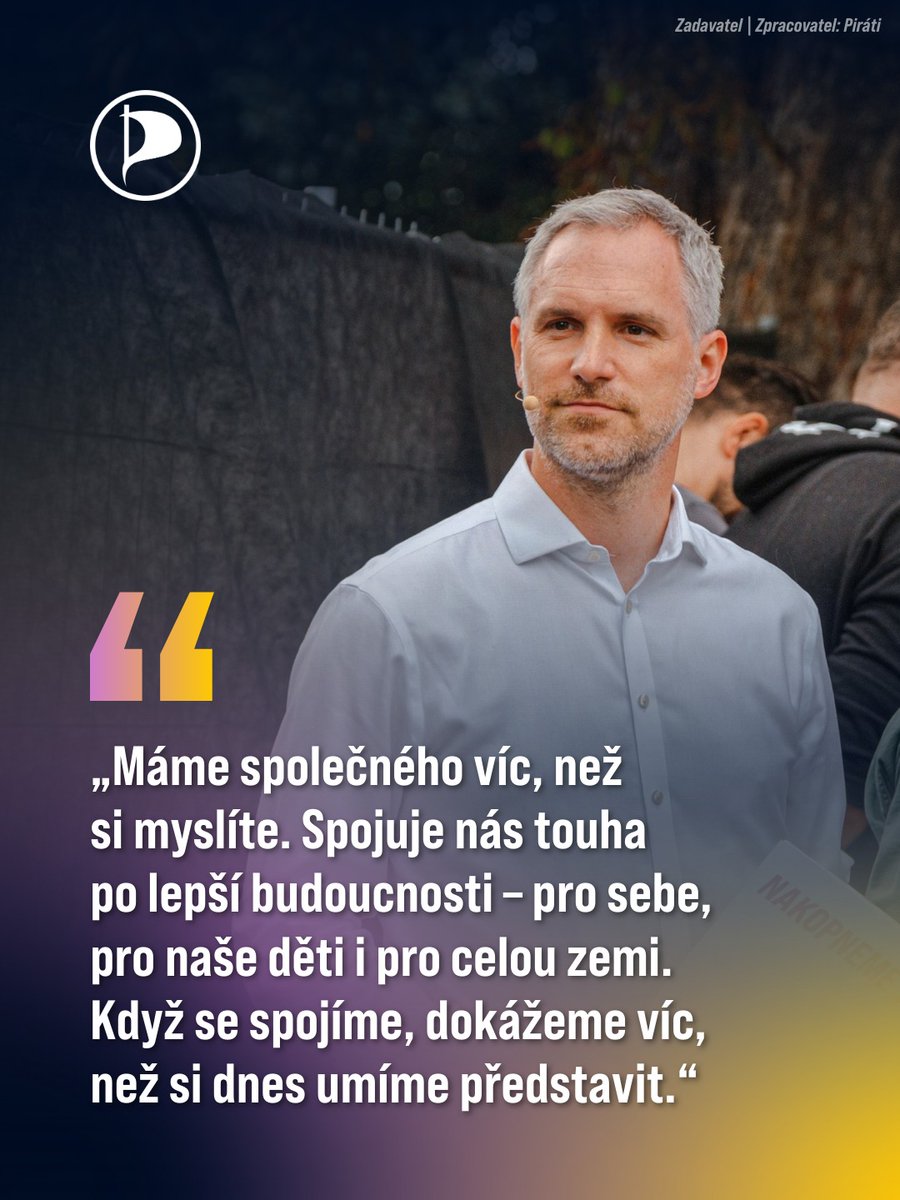 Když se spojíme, dokážeme změnit mnohem víc, než si dnes umíme představit. Za Piráty máme jasný plán, jak lidem zlepšit život hned během prvních 100 dnů vlády. Najdete ho na našem webu (link v komentářích). 💪🏼

Nakopneme změnu. Letos Piráti! 🏴‍☠️ #volte16