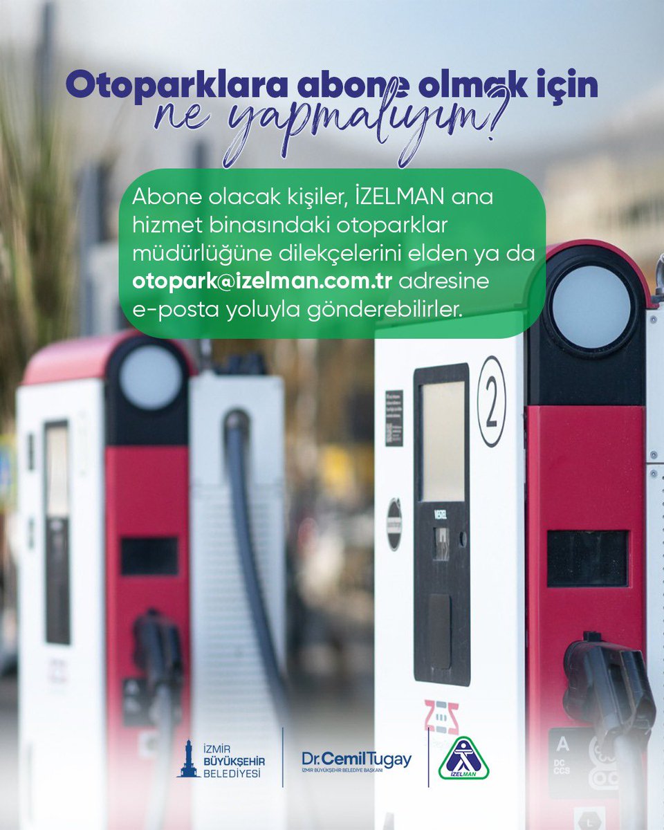 İZELMAN A.Ş otoparklarına abone olmak için ne yapmanız gerektiğini biliyor musunuz? 


#İzelman #izmirbüyükşehirbelediyesi #osgb #otoparklar #işgüvenliği #yuvamızizmirçocuketkinlikmerkezleri #sosyaltesisler