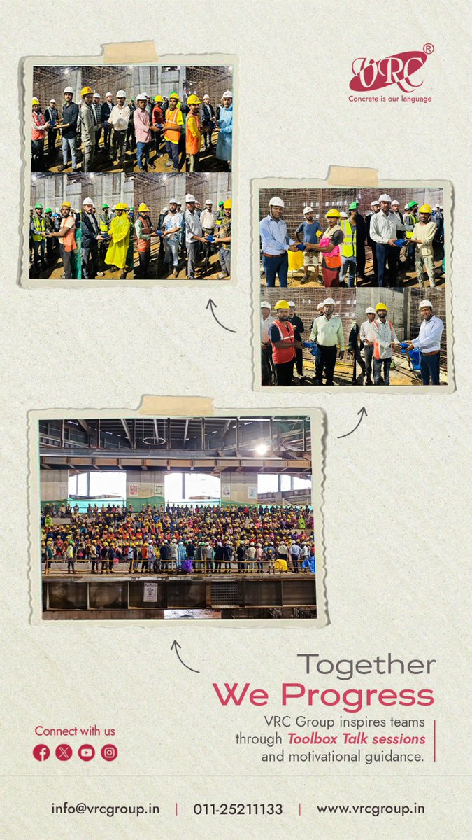 _vrcgroup's tweet image. From toolbox talks to teamwork, every effort drives our journey forward. VRC Group where progress is built together. 
.
.
#VRCGroup #Teamwork #ToolboxTalks #BuildingDreams #Trending #Instagram #Engineers #Delhi