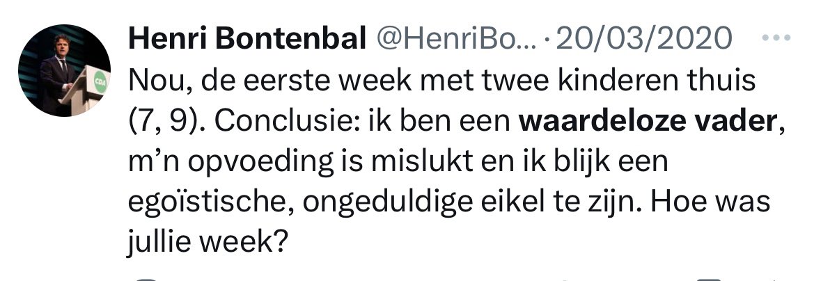 De Henri Bontenbal scheurkalender! Iedere dag een prachtige klassieke Bontenbal quote.

✍️ Dag 7.

Wat een week vol prachtige quotes, nu even een momentje bijkomen met wat zelfreflectie! Want, ere wie ere toekomt, die is er soms toch ook. Morgen meer!