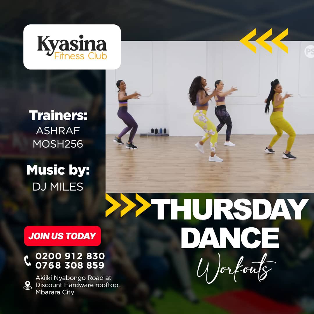 "Sweat, groove, repeat! 💃🏽🕺 Join #KyasinaFitnessClub's 7pm dance workouts and get fit while having fun! Only 7k! 🎉"
We are located along Akiiki Nyabongo Road, Mbarara City 
📞 +256200912830