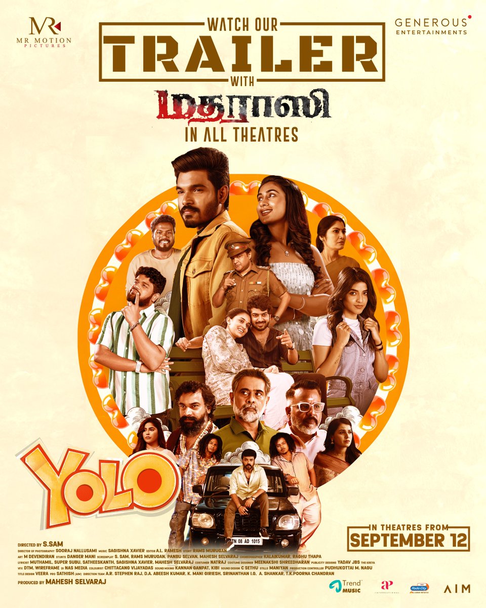 cineulagam's tweet image. ✨ Experience double the entertainment as #Madharasasi lights up the big screen 🎥🔥 
and the #YOLO trailer drops on screen 🚀🍿 — get ready for non-stop cinema celebrations! 🎉✨
@ActorDev_offl  @Samthecreator @Team_GENEROUS @Devu_devika77 @x_sagishna  @Akashpremkumar3…