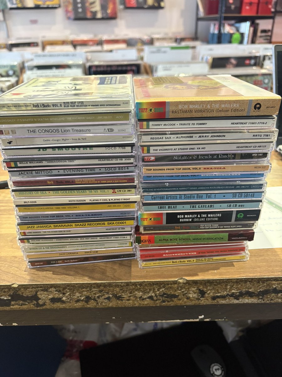 We have bought a lovely collection of ska, reggae, dub, etc CDs - lots of interesting and scarce US and Japanese pressings of top artists, various comps, etc, +another 40 not pictured, open from 10:30 today. #reggaecds #penge #londonrecordshop