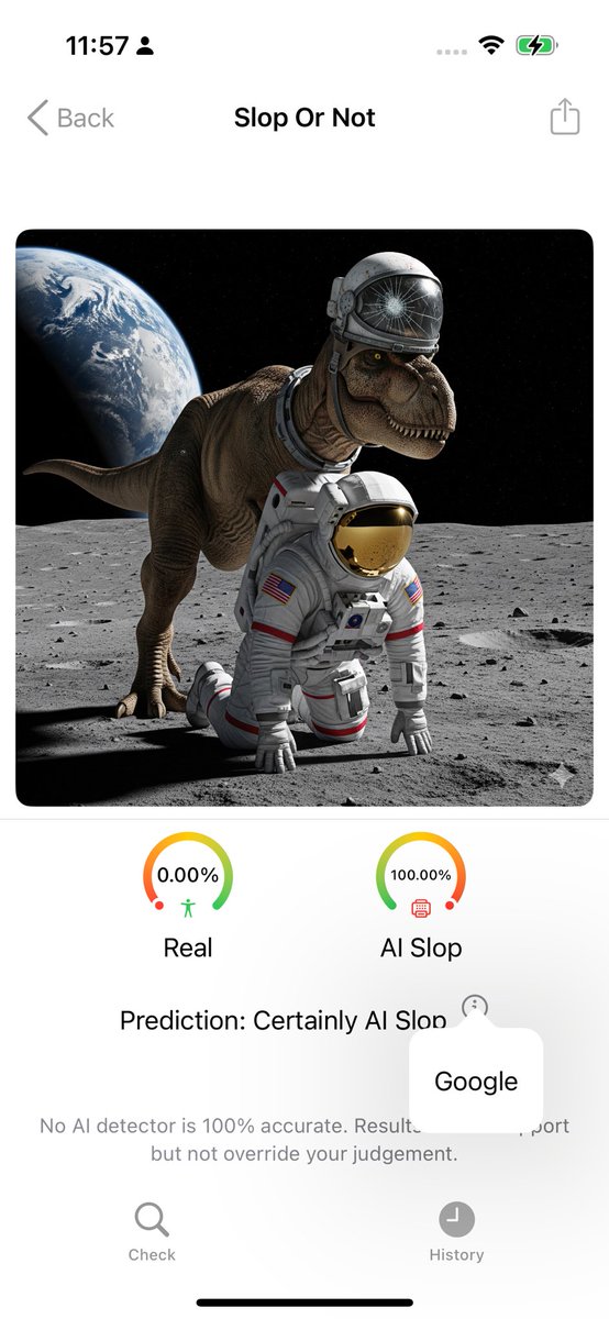 Thilak's tweet image. The latest beta of @SlopOrNotAI now supports detecting images generated by Nano Banana.