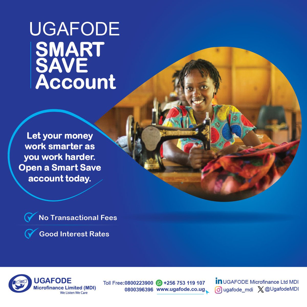 Let your money work smarter as you work harder!
Open a UGAFODE Woman Smart Save Account today &amp; enjoy:
✅ No Transaction Fees
✅ Great Interest Rates 
Save smart. Live better.
👉 ugafode.co.ug