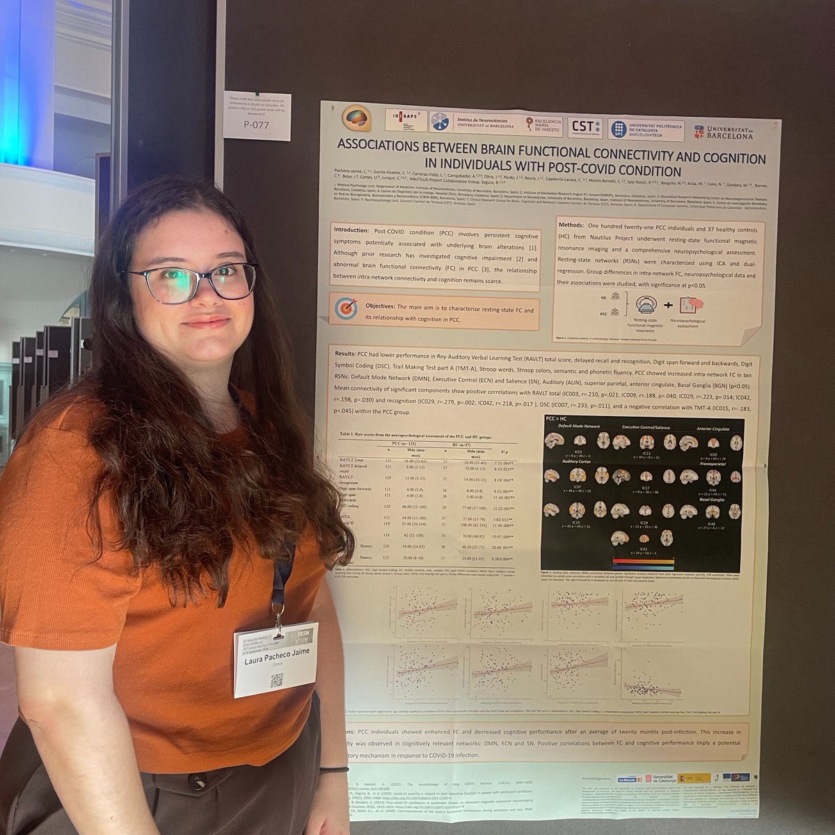 Visit our work on the Association between brain Functional connectivity and cognition in Post-COVID Condition.

P77 at #FESN_GNPI2025.