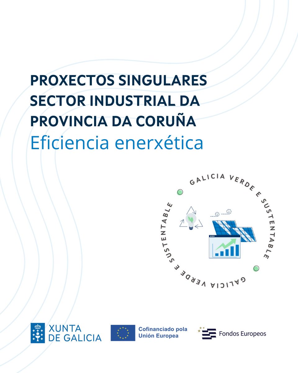 Ata o 15 de setembro podes solicitar estes apoios, destinados a pemes e grandes empresas, que buscan potenciar grandes proxectos tractores de descarbonización e renovación industrial que se executen dentro da provincia da Coruña.

#SexamosEficientes #GaliciaCrece