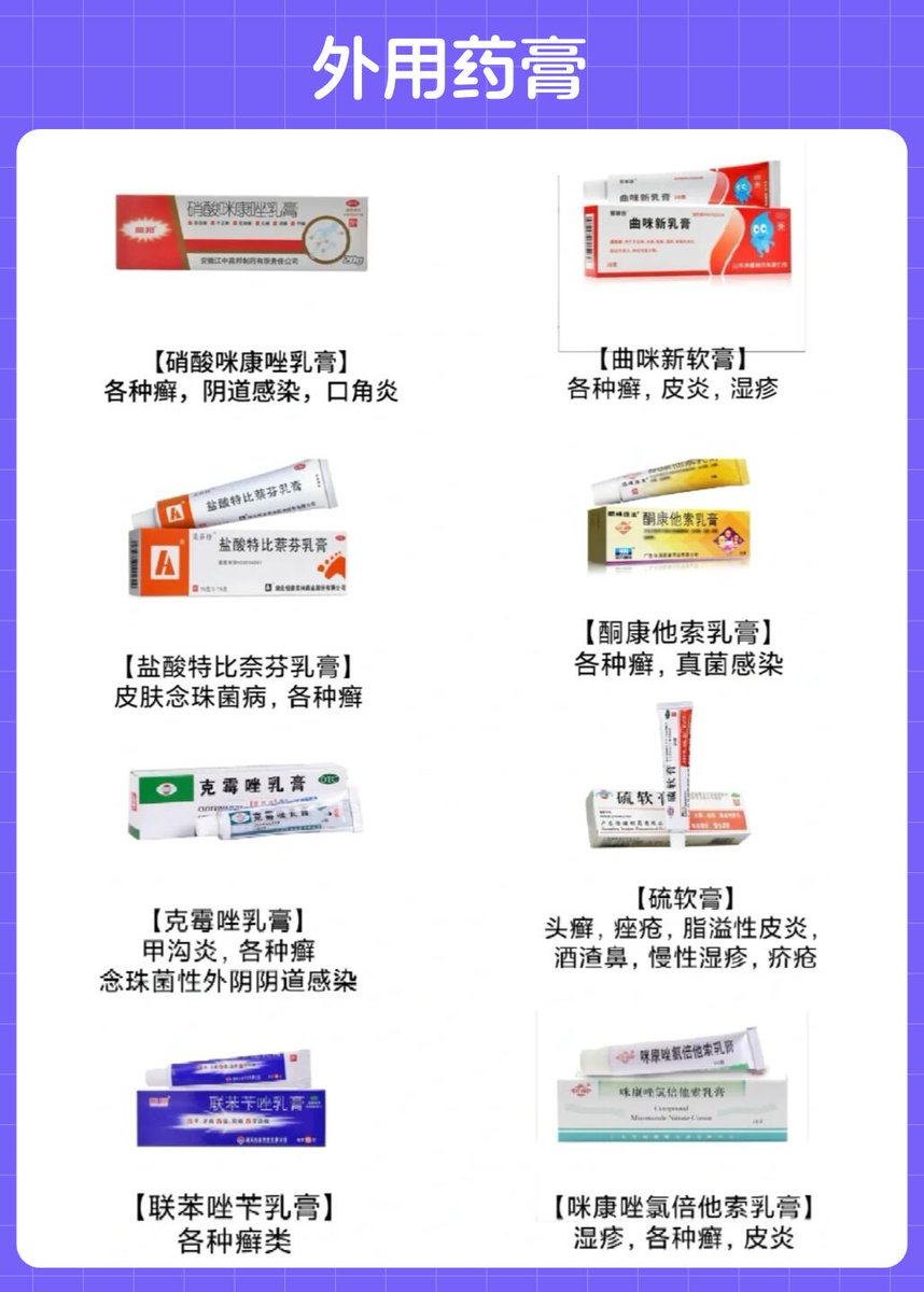 usd666666's tweet photo. 皮肤科医生常用的外用药物