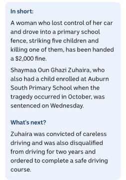 Can someone explain to me why a foreigner named "Zuhaira" can kill Australian children after driving into a SCHOOL and get nothing more than a $2000 fine?