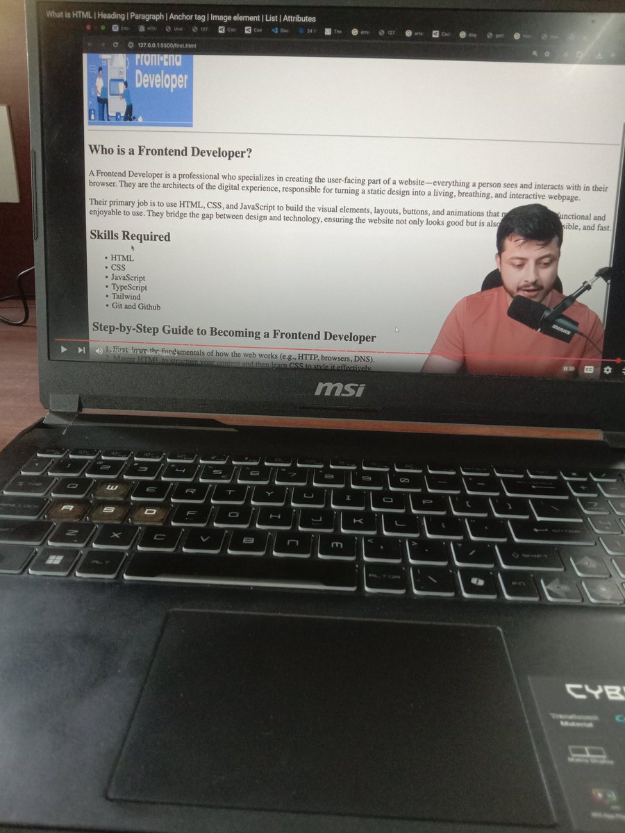 SagaCoder's tweet image. Day 2 completed the lecture 
-hyperlinks
-tags
-horizontal rule
-line break
-Html lists
-Anchor tag
Etc..
And specially mini project #Defence