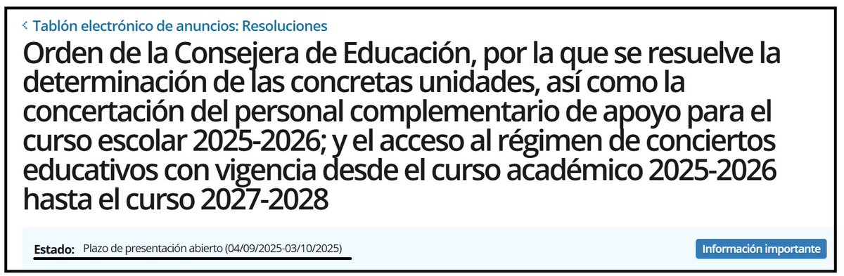 Mientras que el 1 de septiembre la RPT de los centros publicos es provisional, el 4 se septiembre se resuelve la determinación de las unidades concretas a concertar para este curso. Cuestion de prioridades.
euskadi.eus/contenidos/res…