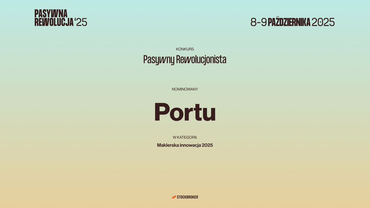 🎉 Portu zostało nominowane w konkursie Pasywny Rewolucjonista 2025 w kategorii Maklerska innowacja 2025
To dla nas ogromne wyróżnienie i dowód, że nasza misja upraszczania inwestowania spotyka się z uznaniem.
Liczymy na Wasze głosy 👉 pasywnarewolucja.pl/#Rejestracja
#Inwestowanie