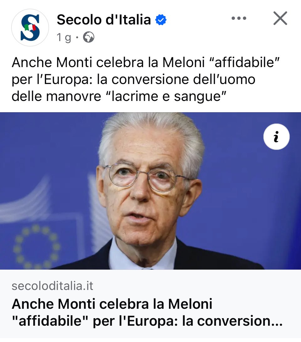 Al <a href="/SecolodItalia1/">Secolo d'Italia</a> vivono una realtà parallela….. casomai sarà <a href="/GiorgiaMeloni/">Giorgia Meloni</a> che si è convertita a Monti in quanto a politiche “lacrime e sangue” <a href="/RobertoBazzichi/">Roberto Bazzichi</a> <a href="/Riccard45524202/">Riccardo</a> <a href="/olindocervi/">Olindo Cervi</a> <a href="/SabrySocial/">Sabrina®️🇮🇹</a> <a href="/borghi_claudio/">Claudio Borghi A.</a>