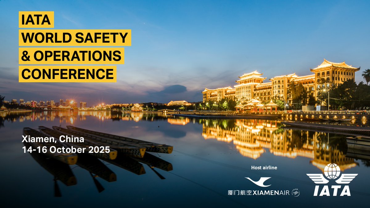 IATA's tweet image. IATA is thrilled to announce 2025 #IATAWSOC, taking place from October 14-16 in Xiamen, China, hosted by @XiamenAirlines. ✈️ 

Join us for in-depth discussions on the future of aviation #safety through evolving technologies and hands-on workshops. 

ℹ️ 👇 
bit.ly/4g837BB