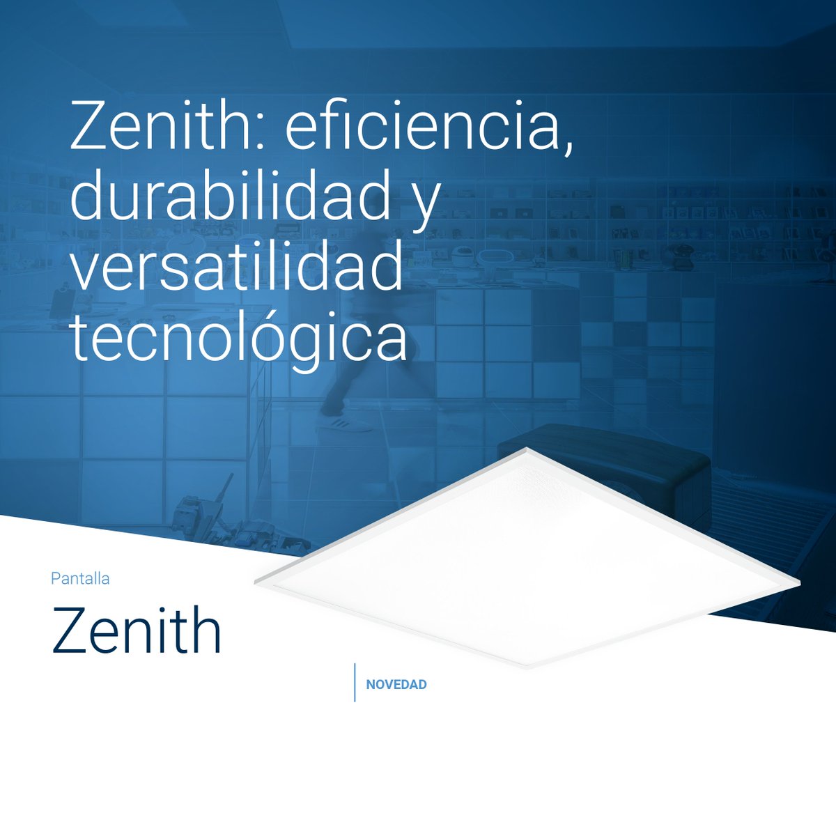 grumelecsl's tweet image. 𝐙𝐄𝐍𝐈𝐓𝐇, la nueva familia de pantallas de 🔵 Normalit 

Disponible en dos formatos (600x600 y 1200x300 mm), Zenith combina una elevada eficacia (140lm/W) y una expectativa de hasta 100.000 h L80.

🔗 normalit.com/site/2/es/prod…

#normali #zenith #grumelec