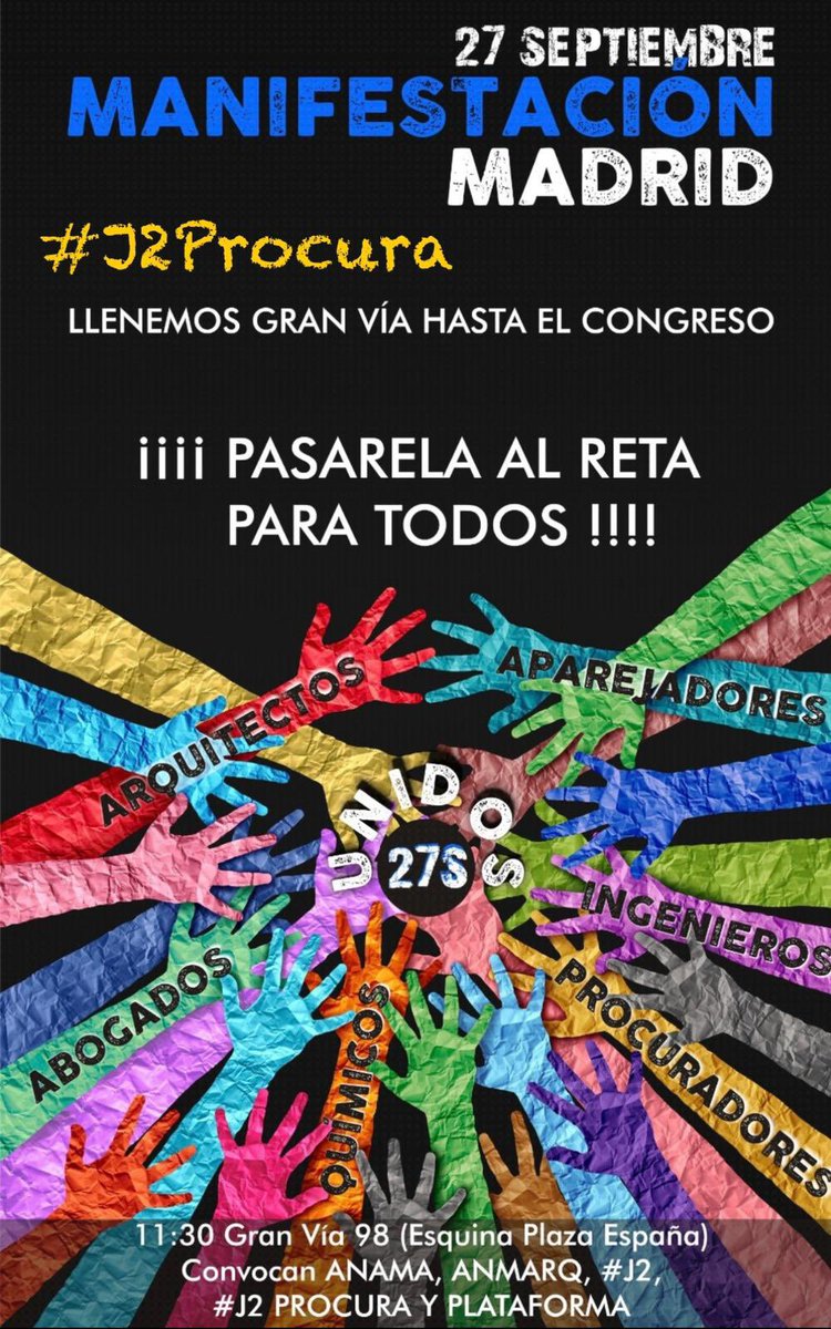 ⚠️ ❌❌HASTA AQUÍ  HEMOS LLEGADO❌❌⚠️ 
Ya no sirven más reuniones. Los políticos saben el problema y saben la solución ⚖️. Y también saben que, con más aplazamientos ⏳, intentarán cansarnos y hacer que lo olvidemos.
🛑 Ahora toca estar ✅TODOS✅en Madrid 🏙️. <a href="/J2Procura/">J2PROCURA</a>