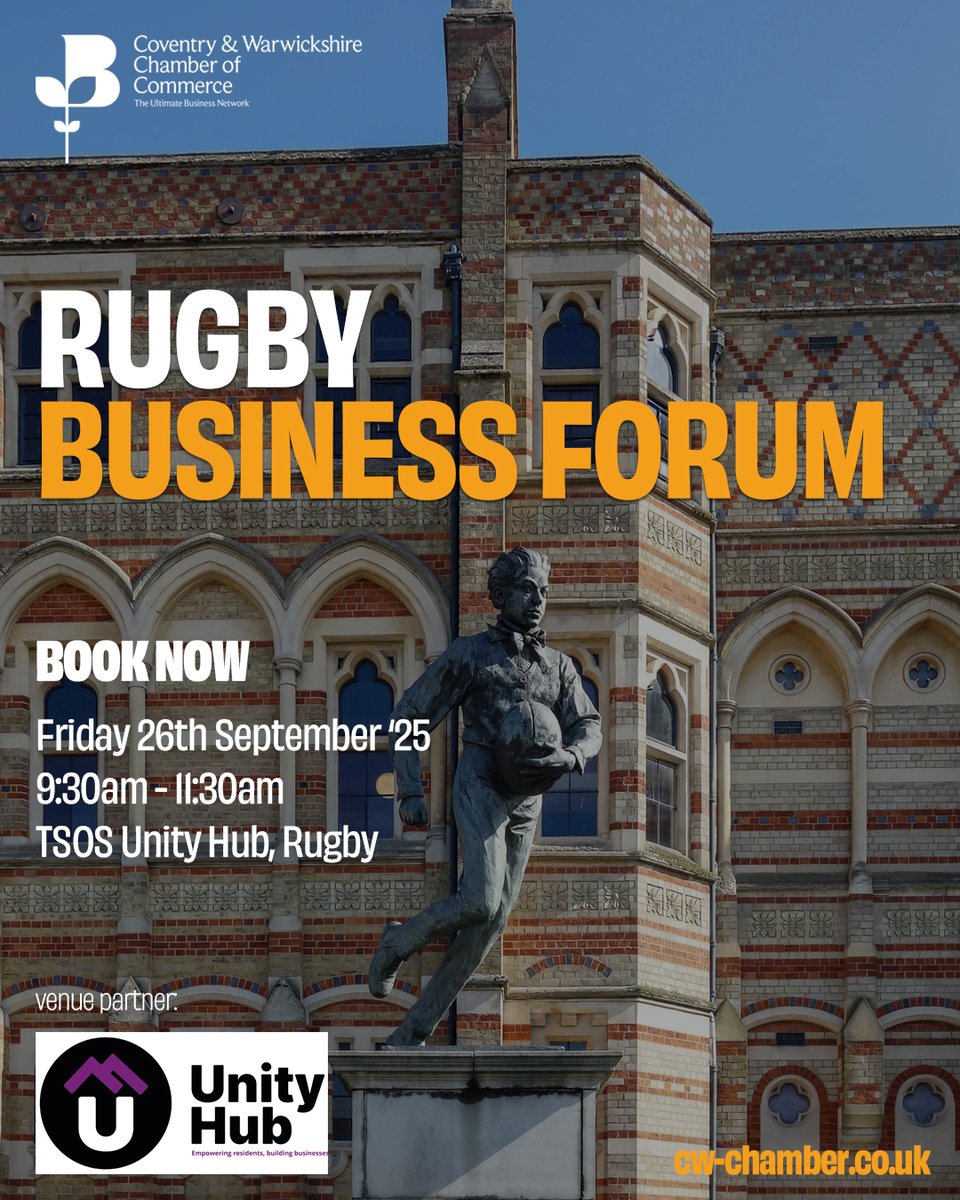 LOCAL BUSINESS FORUM | Join us at our next Rugby Local Business Forum!

Our Local Business Forums are a vital platform for businesses to engage directly with policymakers, industry leaders, and fellow professionals

Don’t miss out!👉cw-chamber.co.uk/events/rugby-l…
