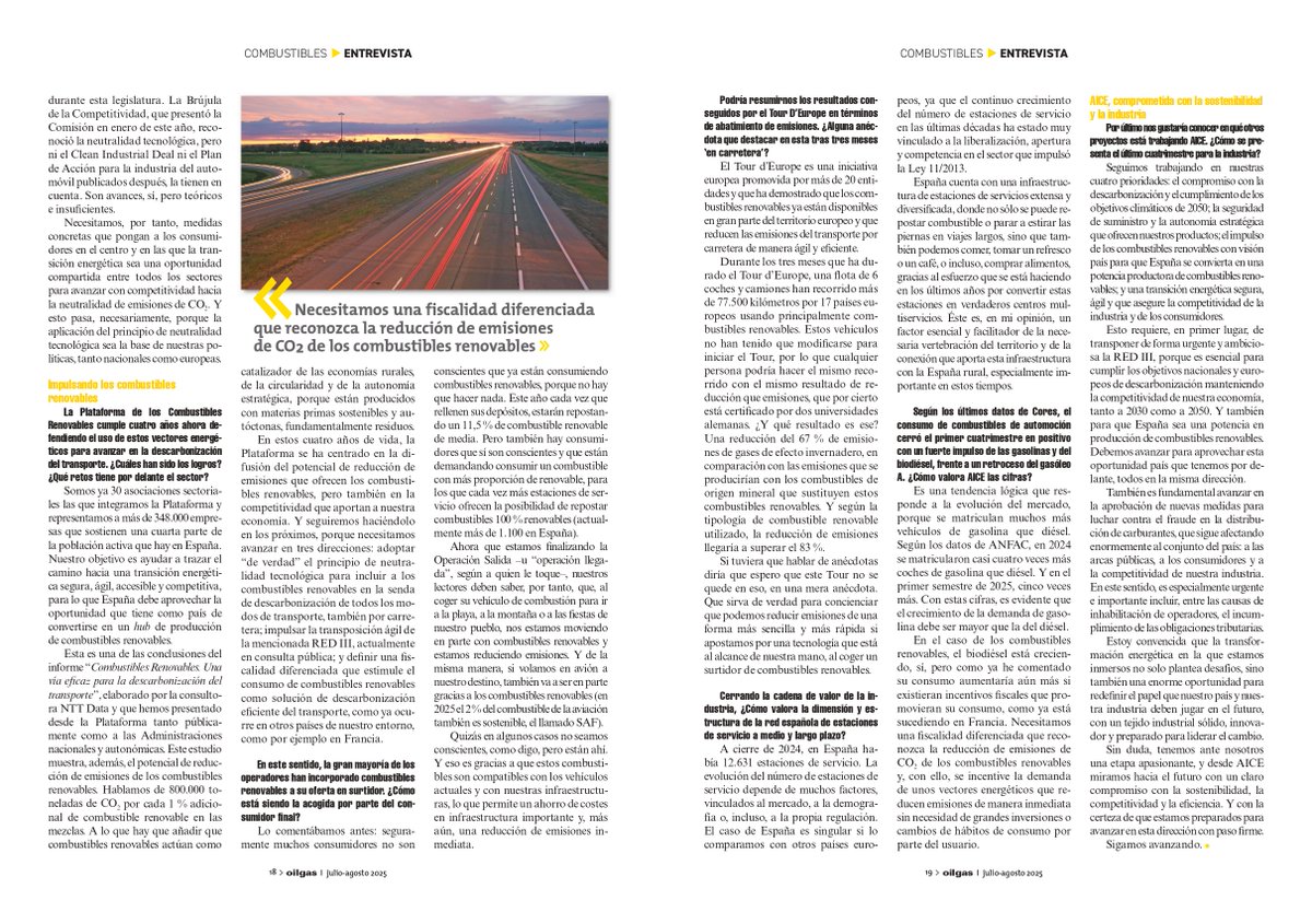 📰 No te pierdas la entrevista de nuestra Directora General, Elena Mateos, en #Oilgas, sobre la actualidad de nuestra industria.

🔷 Contribución a la garantía de suministro y la economía.
🔷 Transformación de la industria y #combustiblesrenovables.
🔷 Transposición de la RED III