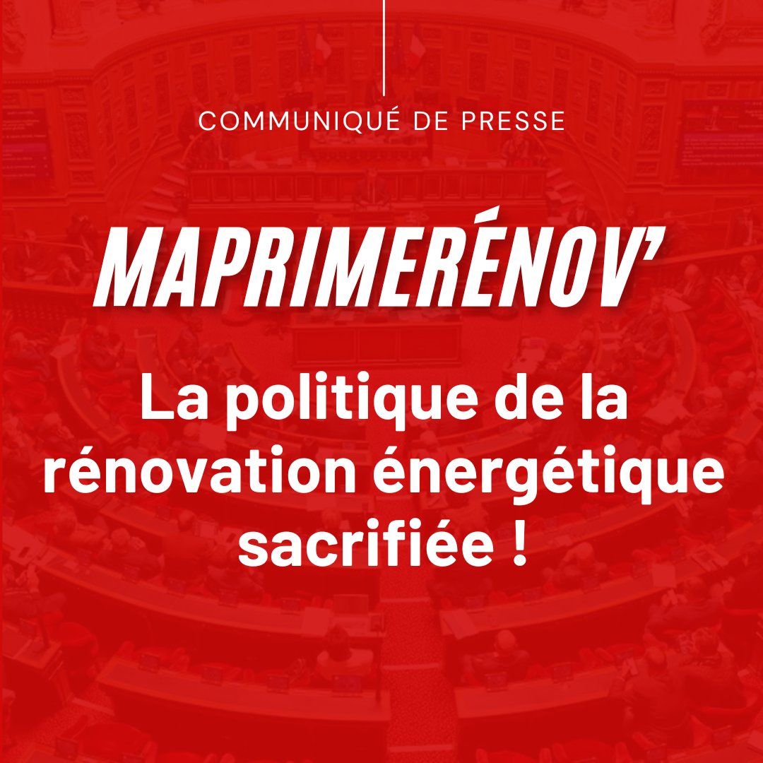 🚨 [COMMUNIQUÉ] MaPrimeRénov’ : la politique de la rénovation énergétique sacrifiée !

Le <a href="/gouvernementFR/">Gouvernement</a>  a diffusé un projet de décret et d’arrêté définissant les conditions de redémarrage de #MaPrimeRénov – rénovation d’ampleur et prorogeant l’ensemble du dispositif sur 2026.