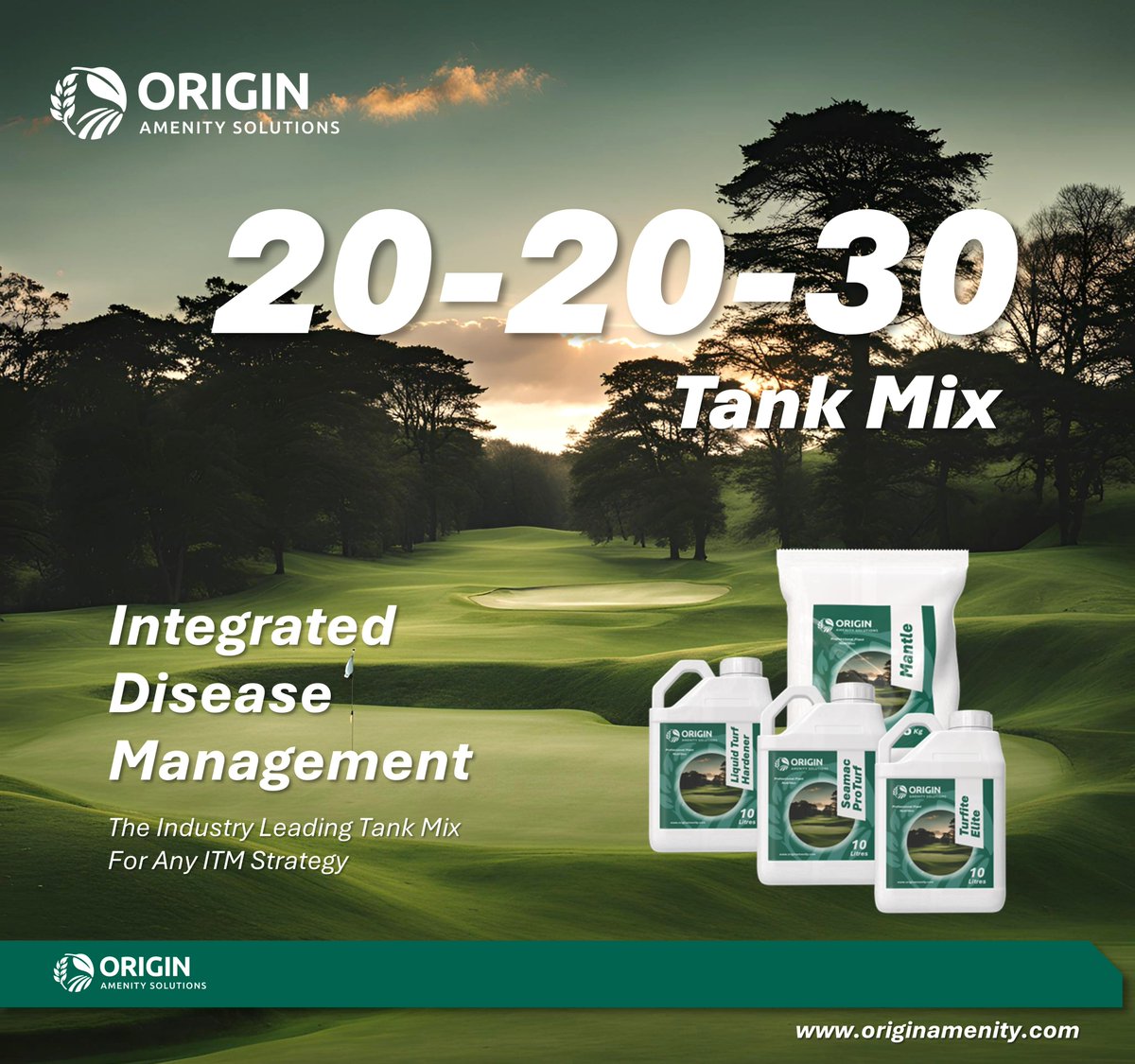 OriginAmenity's tweet image. 20-20-30 is the industry leading tank mix, providing an effective strategy against Microdochium Nivale as part of an ITM programme.

For more details please contact sales@originamenity.com or visit originamenity.com

#OriginAmenitySolutions