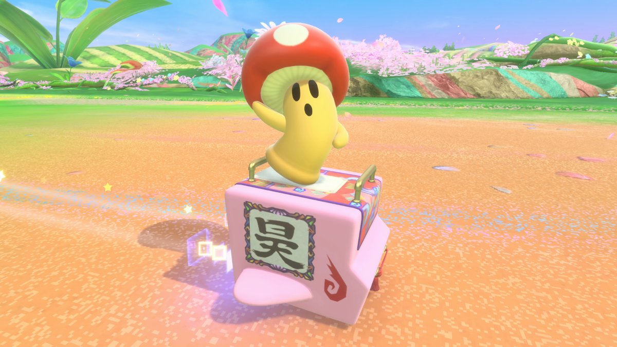 NintendoUK's tweet image. Is it a mushroom? Is it a rider? Why it’s Cappy, of course! Its hat doubles as a protective cushion against attacks and turns into a boost device for Cappy’s Special move. Just don’t rely on it too much… #KirbyAirRiders