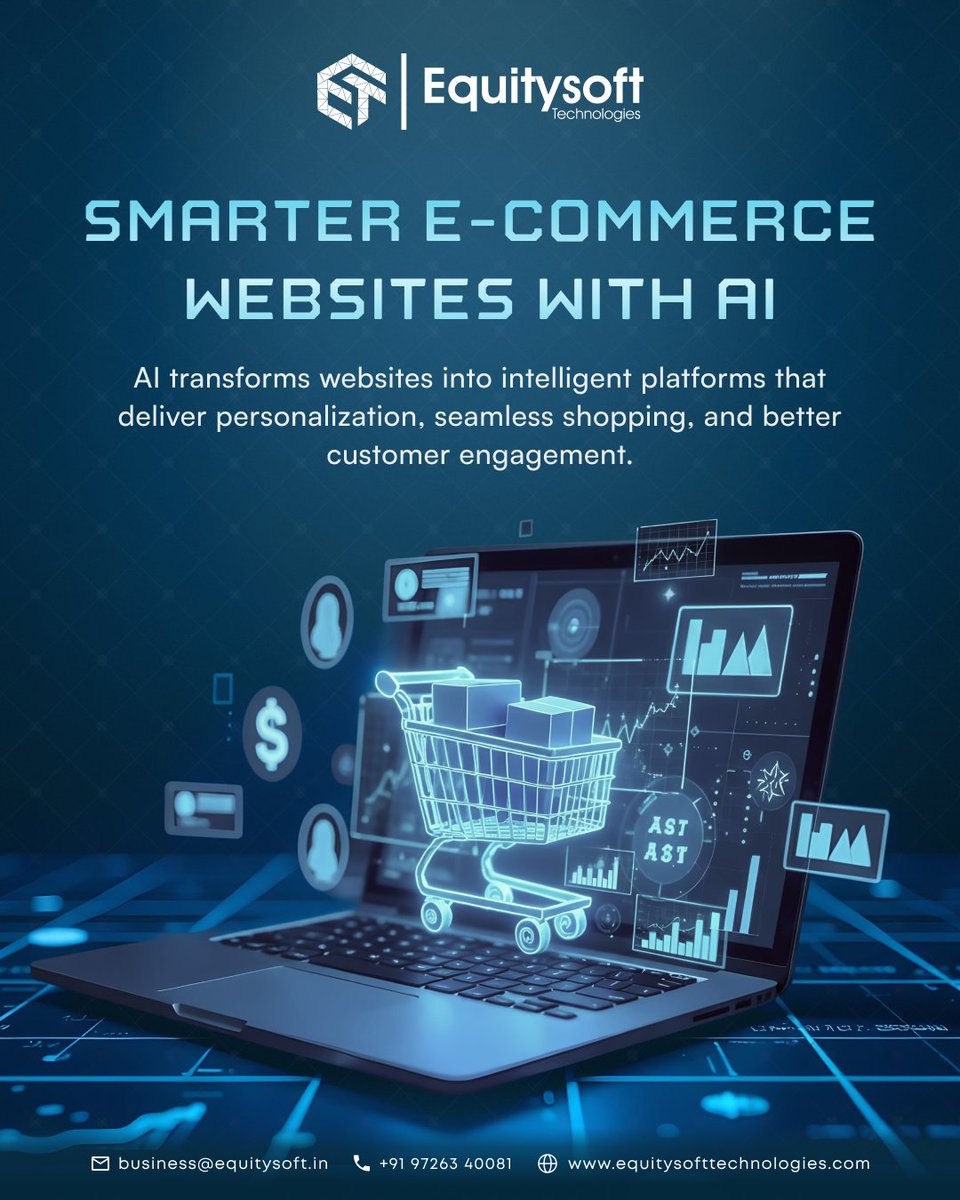 equitysoft's tweet image. Boost your e-commerce growth with AI-powered websites! 

#AIEcommerceSolutions #AIPoweredEcommerce  #AIForEcommerce #PersonalizedShoppingExperience #SmarterEcommerce #AIInEcommerce #EcommerceSEO #EcommerceBusinessGrowth #FutureOfEcommerce #equitysofttechnologies #equitysoft💜