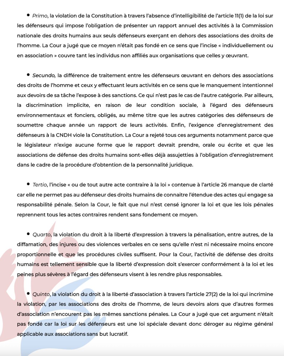 ACEDH_Officiel's tweet photo. COMMUNIQUE DE PRESSE

L’ÉTAT DE DROIT EN PERIL : LA COUR CONSTITUTIONNELLE DE LA RDC SE RANGE DU COTE DU LEGISLATEUR CONTRE LES DEFENSEURS DES DROITS HUMAINS

Kinshasa, le 31 août 2025 - L’Alerte congolaise pour l’environnement et les droits de l’homme (ACEDH) et Makoki https://t.co/CDLTbWJBod