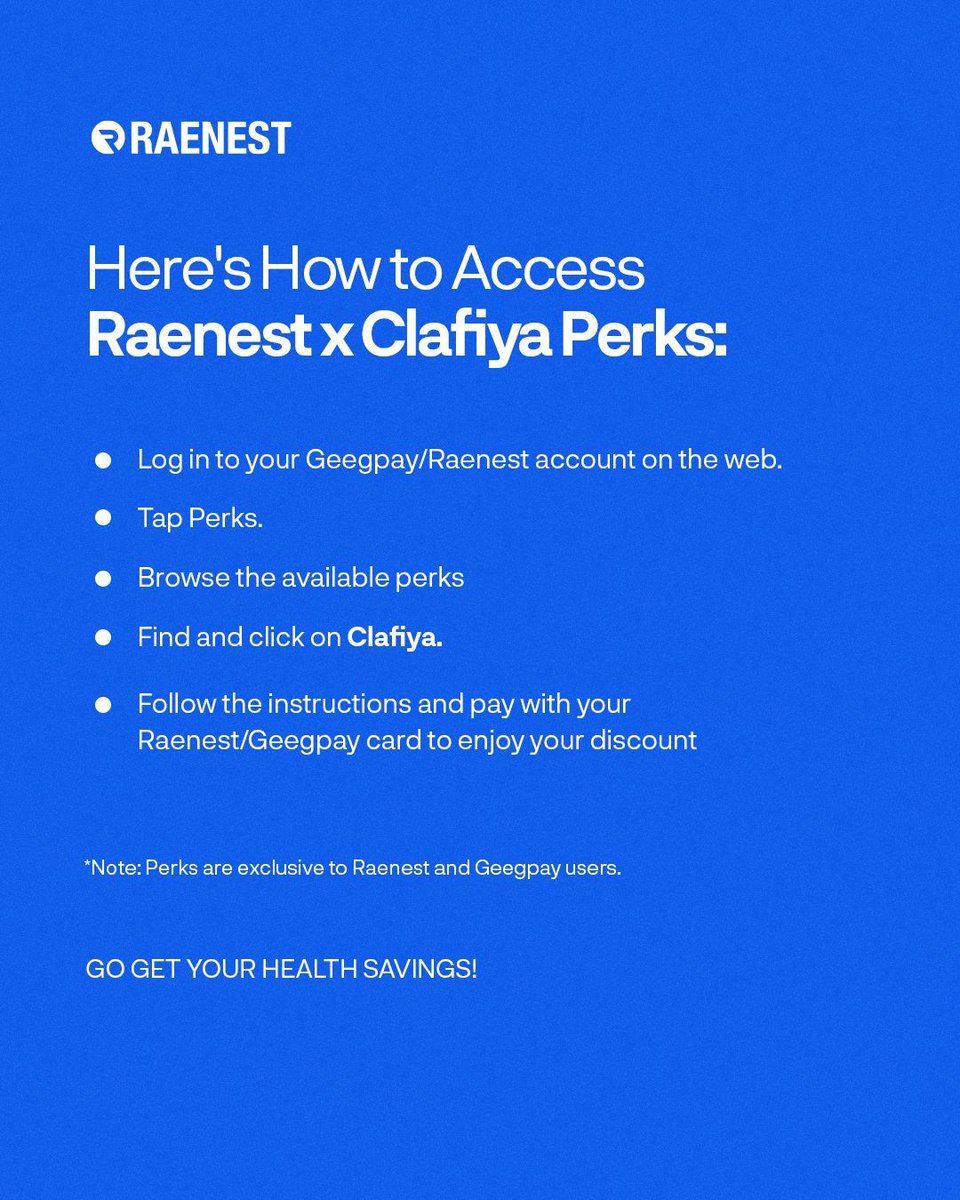 Take care of your health (and your wallet!).💙

We've teamed up with Clafiya to give you exclusive discounts on everything from mental health and nutrition consultations to follow-up care and medication. Plus, businesses can get ₦10,000 off their activation fee!

Ready to get