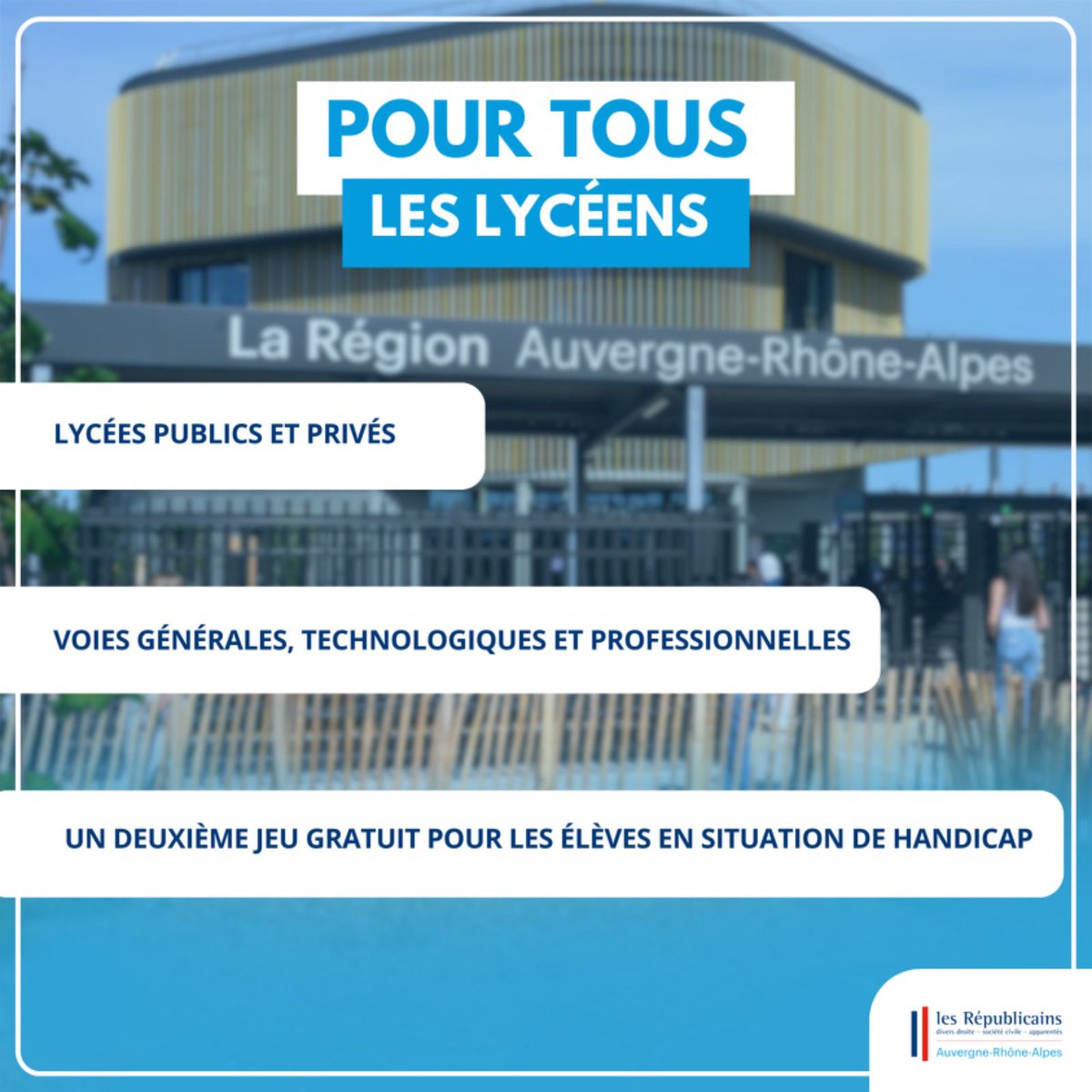 Avec la gratuité des manuels scolaires, chaque lycéen d’Auvergne-Rhône-Alpes dispose des outils nécessaires pour réussir, sans que le coût pèse sur les familles.
Une aide concrète de la Région en faveur du pouvoir d’achat, de l’éducation et de l’avenir de nos jeunes.