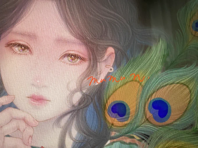 ちょっとずつ合間に 11月の2人展に向けて。 #絵 #wip #孔雀