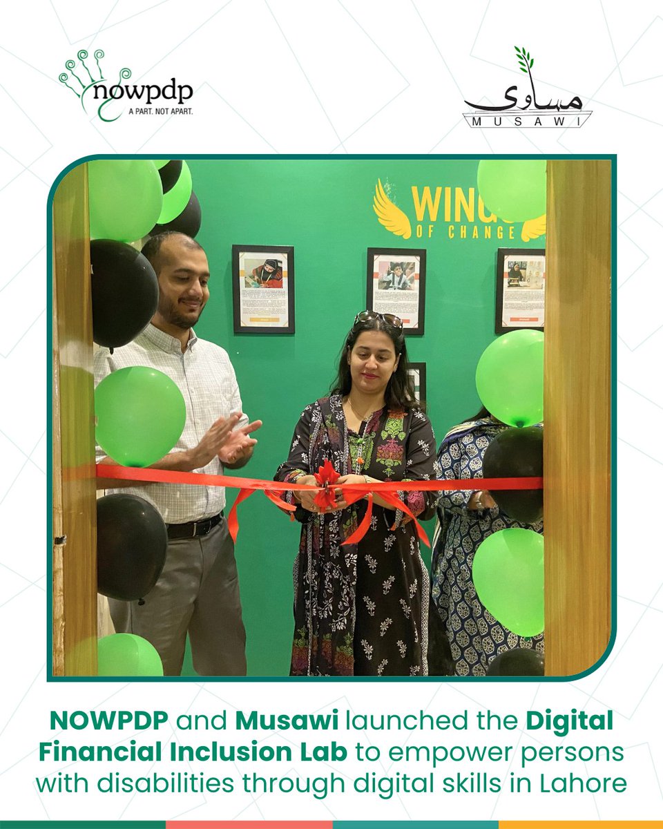 nowpdp's tweet photo. We are delighted to share the establishment of the Digital Financial Inclusion Lab at #Lahore, made possible through the generous support of #Musawi. This dedicated space will enable #personswithdisabilities to build #digital skills that prepare them for the future of work. https://t.co/ljvhaPL6Ds