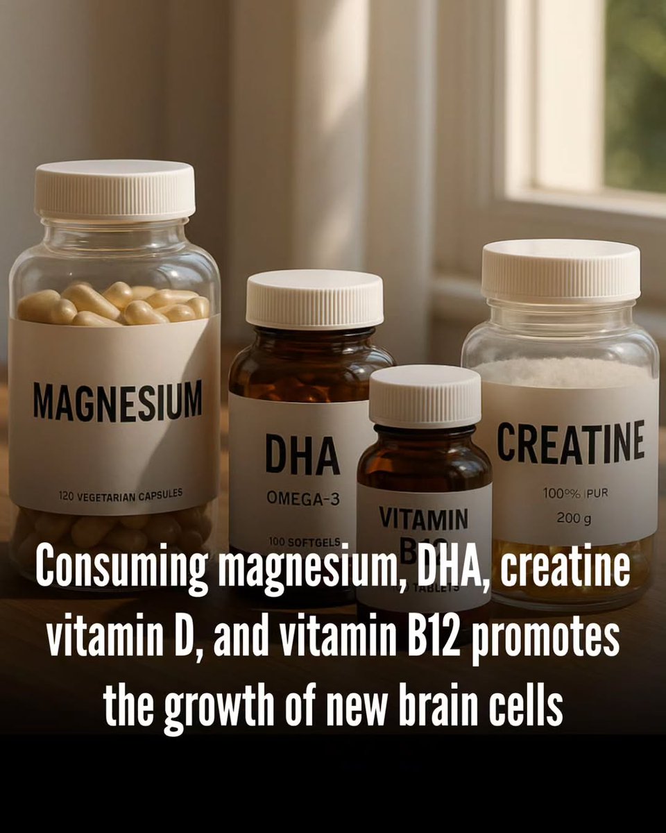 Your brain can grow new cells even as you age—a process called neurogenesis. 

But it needs fuel: DHA, magnesium, vitamin D, B12, and creatine. 

These nutrients boost memory, focus, and protect against cognitive decline like Alzheimer’s. 

Feed your brain to keep it sharp.