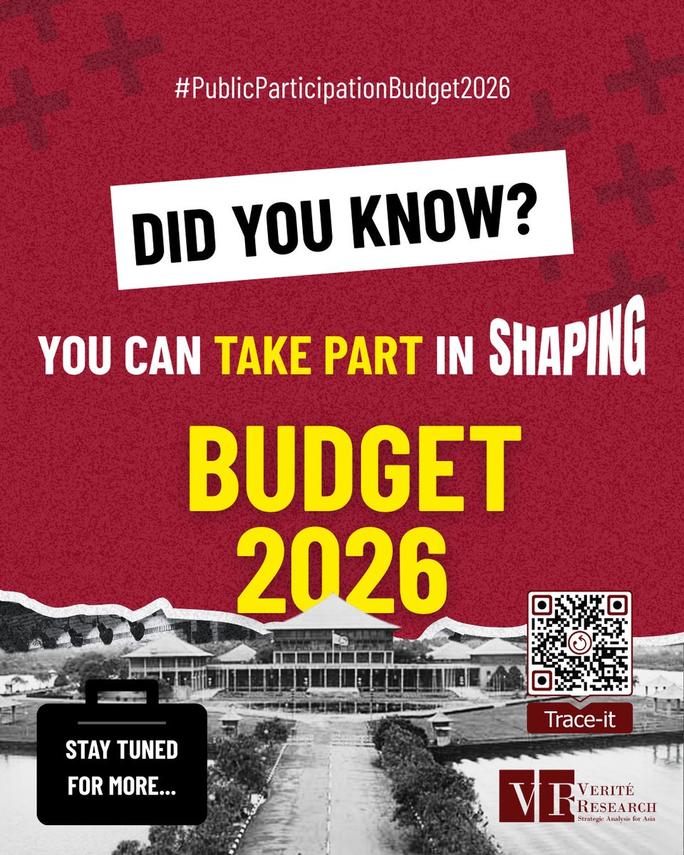 🆘 Help shape budget 2026

💡 Verité Research is introducing something exciting to help you participate in the budget process. 

🔴 Stay Tuned!

#publicparticipationbudget2026 #budget2026 #srilanka