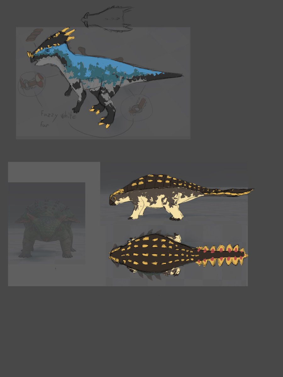 It's #paleoart time: here's some 2D paleosketches 👩‍🎨