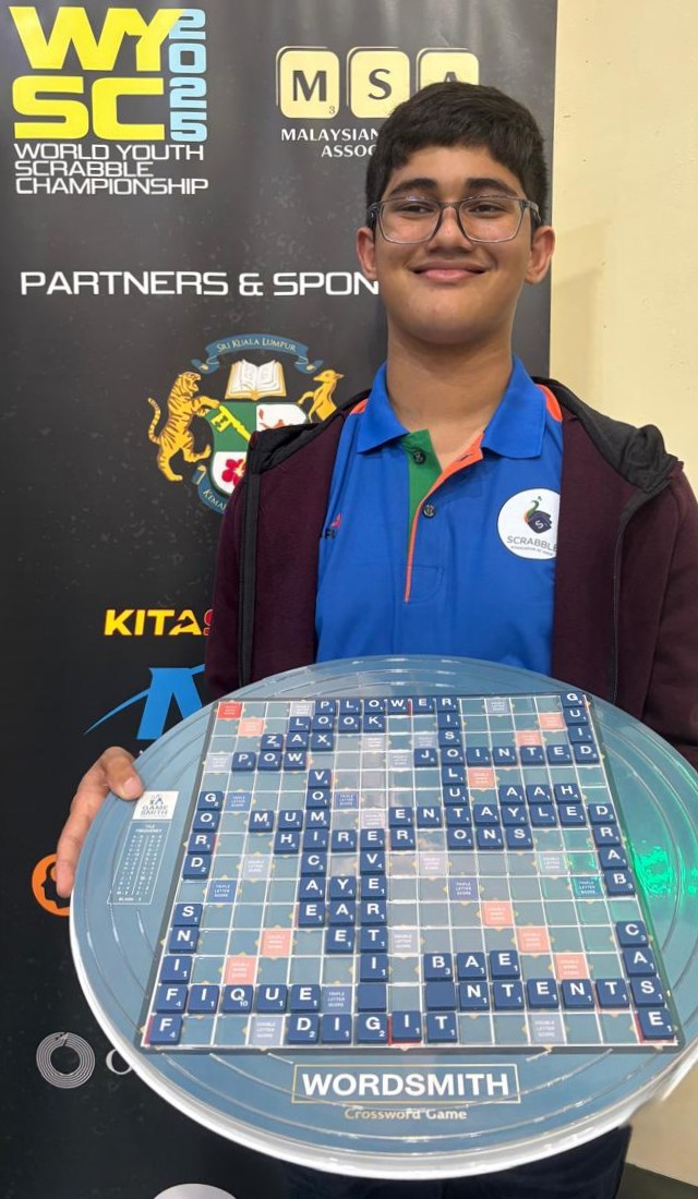 321Salty's tweet image. Madhav Kamath ,14 yrs, the reigning Indian National Champion becomes the first Indian to win a world title in Scrabble. Madhav won the World Youth #Scrabble Championship topping over 218 qualified players in Kualalampur on Sept 1st. #Wespac #IndianScrabble #WYSC @scrabble