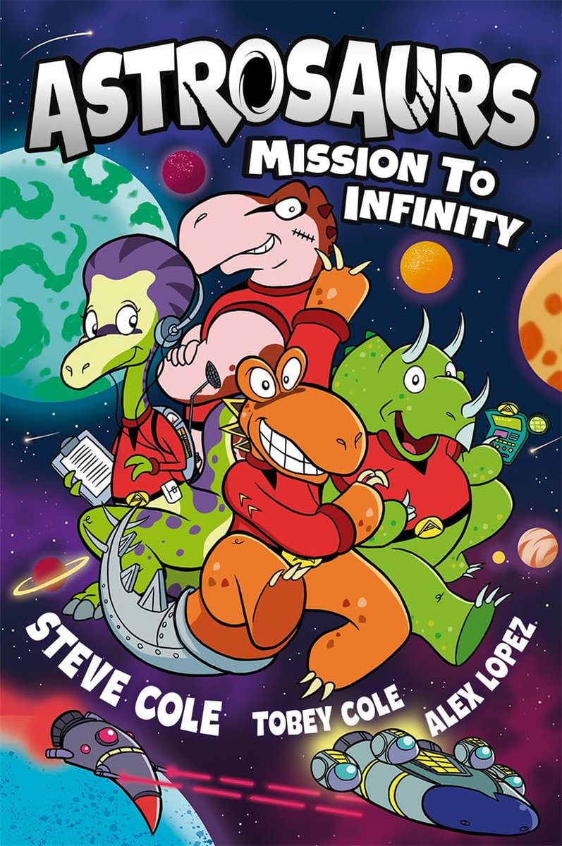 Blast off for daffy dinosaur space adventures in #Astrosaurs: Mission to Infinity a new graphic novel format for <a href="/SteveColeBooks/">Steve Cole</a>’ hit series launched in tandem with #TobeyCole &amp; #AlexLopez <a href="/amberivatt/">Amber Ivatt</a>  <a href="/piccadillypress/">Piccadilly Press 📖✨</a> pamnorfolkblog.blogspot.com Review also <a href="/leponline/">Lancashire Post</a> this week!