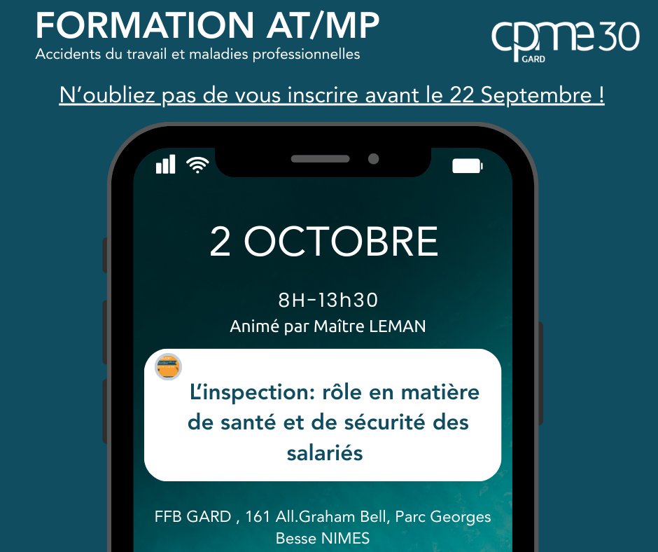 Inspection du travail : êtes-vous prêts ?
Depuis 2016, ses pouvoirs se sont renforcés 
Participez à notre formation pour anticiper contrôles, obligations &amp; sanctions.
📍 Nîmes – 2 oct. 2025
⏳ Inscription avant 22 sept.
👉 lnkd.in/e5JHsNJs
#InspectionDuTravail #Formation