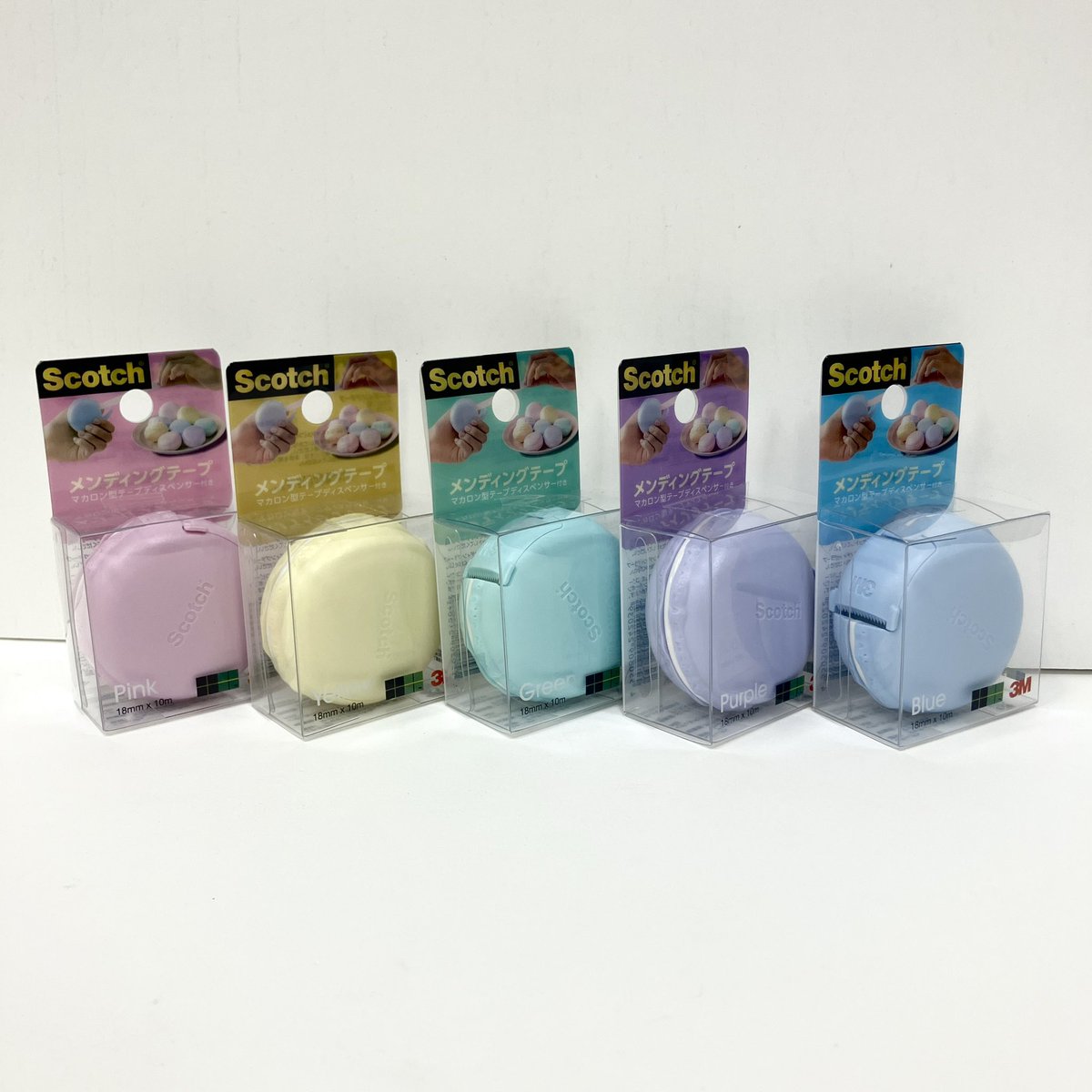 mznihonbashi's tweet image. 【B1F 文具】
#3M からマカロン型のテープディスペンサーが付いたメンディングテープが登場🌟
コンパクトで可愛く、実用的なテープディスペンサーは持ち運びにもぴったり！紙製のマステを入れても◎
5色展開なのでお好きな色をお選びいただけます🌈
価格：各色550円(税込)