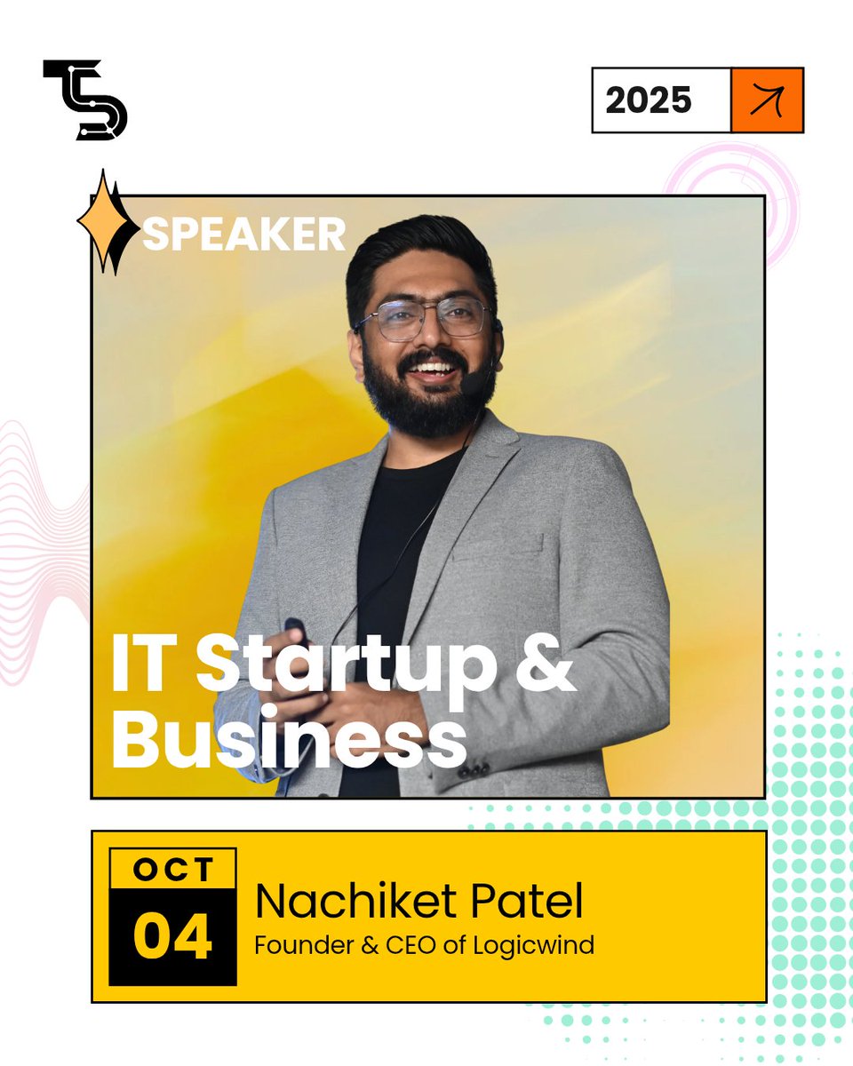 🚀 Announcing Nachiket Patel, Founder &amp; CEO of Logicwind, as a speaker at #TechSummit2025.
From idea to impact hear Nachiket’s journey &amp; insights on building sustainable ventures in today’s fast changing world.

🗓 4th October 2025
📍 Sardar Patel Smruti Bhavan, Surat