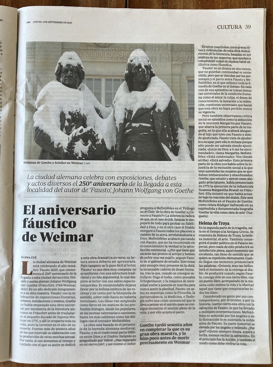 Mi artículo de hoy en el Periódico ABC: “El aniversario fáustico de Weimar”. 
abc.es/cultura/aniver…