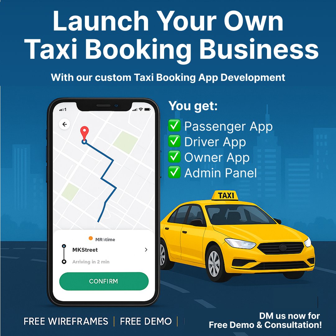 appdevelopers01's tweet image. 🚖 Launch Your Own Taxi Booking Business Today!
Tired of seeing Uber & Ola dominate the market? Now you can too!
#TaxiAppDevelopment #RideHailingApp #UberLikeApp #CabBookingApp #AppDevelopersIndia #MobileAppDevelopment #TaxiBusiness