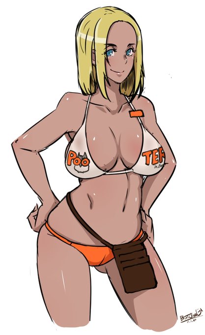 10年前とか毎年出てたHOOTERSの水着ピンナップカレンダーとかにこういうデザインの水着が無くて、赤坂のフーターズガールさんと何で制服のカラーの水着作らないんですかね～って話してたくらい、当時は存在が無かったのでプーターズのビーチ店とかで描いたんだよな。 