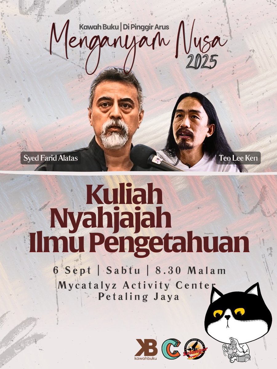 Penyertaan terbuka. Tempat adalah terhad, justeru kawan-kawan dinasihati untuk RSVP kehadiran. Jumpa Sabtu nanti!

Tarikh: 6 September 2025 (Sabtu)
Masa: 8.30PM
Tempat: MyCatalyz Activity Center, Petaling Jaya
Google Maps: share.google/pHAZlcRZz8BTLr…

Daftar: forms.gle/dxYYXUiYnkgDP6…