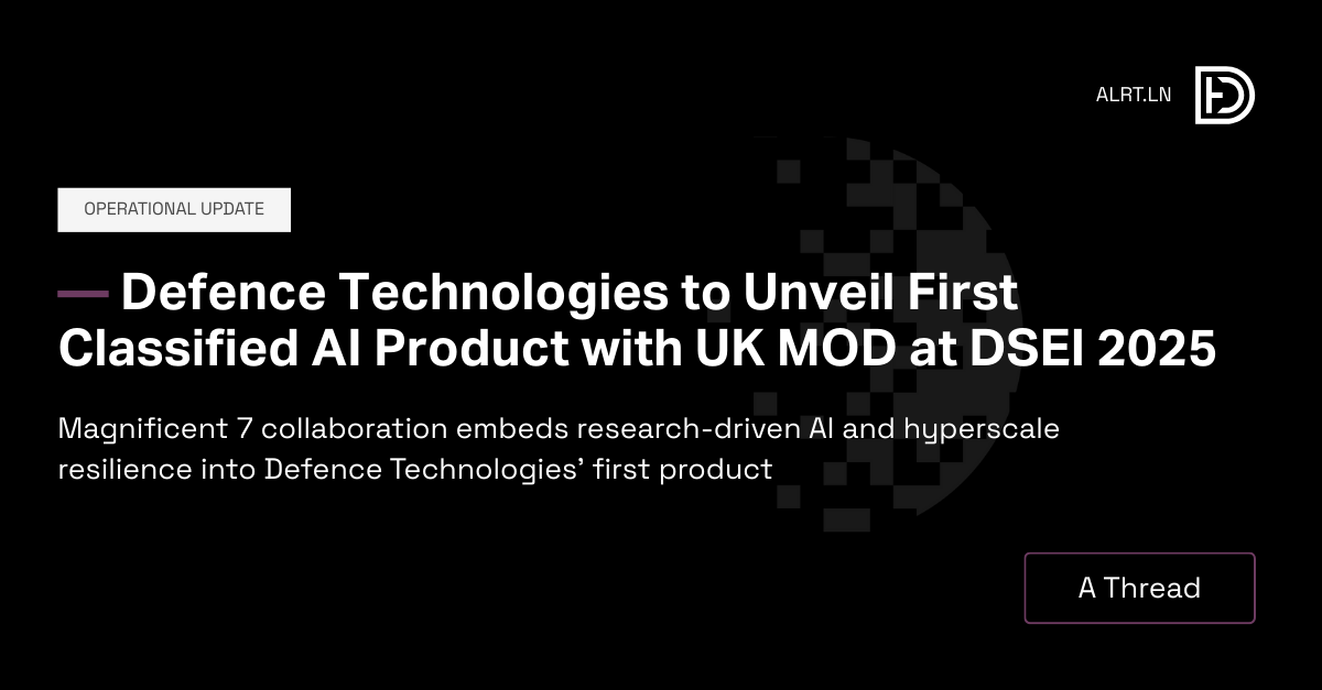 wearedefence's tweet photo. This morning we announced a major milestone.

At DSEI 2025, Defence Holdings will unveil its first AI product, already in active development for the UK Ministry of Defence.

#ALRT https://t.co/7txTaCXsPK