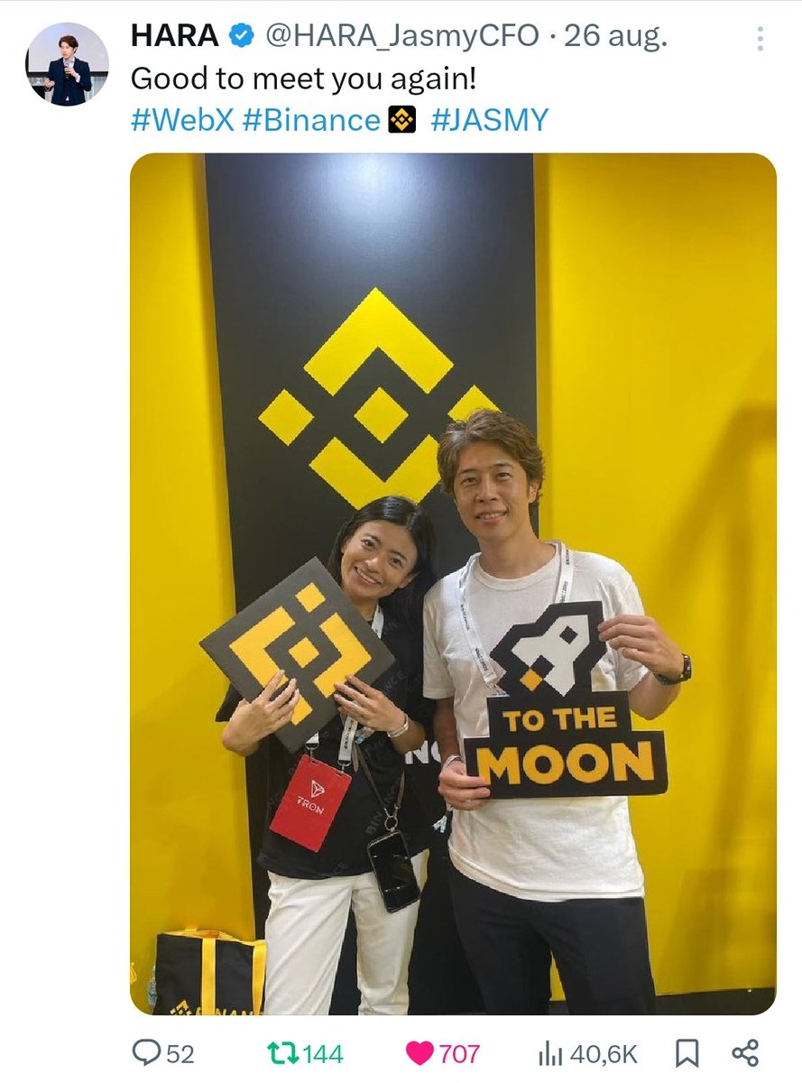 Just want to clear this. I have more $jasmy then ever before, and i know this will go trough the roof soon.
But after 7 months and BTC 111k and ETH at 4400 i expect #jasmy to be much higher.
I also expected <a href="/HARA_JasmyCFO/">HARA</a>
Would fix the Binance issue he said he would 5 months ago.