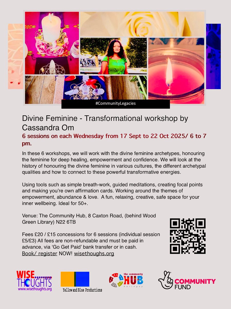 Great response to  #CommunityLegacies series 5, Divine Feminine - to start from 17 Sept at <a href="/TCHubHaringey/">TheCommunityHub-Haringey</a> - booking open: wisethoughts.org/wise-thoughts-…