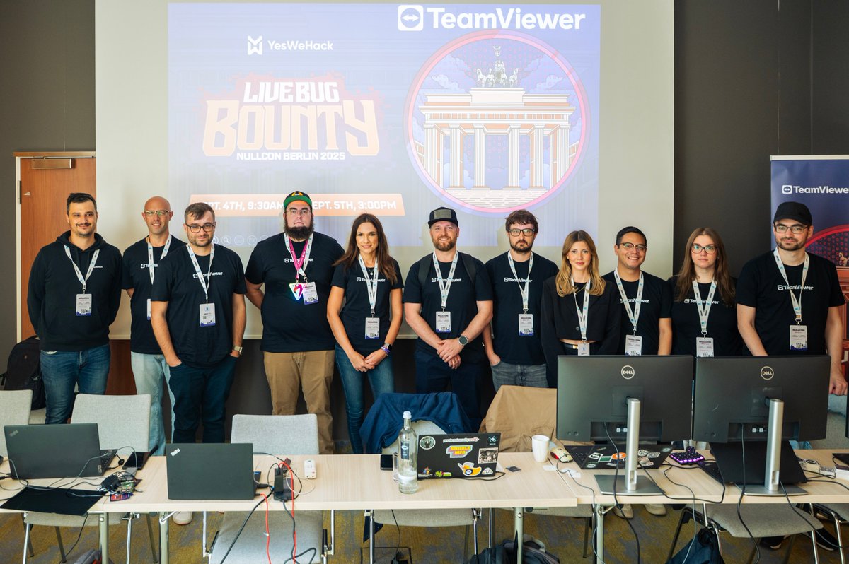 yeswehack's tweet photo. Let’s do this 🤝
Our partner for this year’s #LHE at #NullconBerlin2025 is... @TeamViewer!
Until 3PM tomorrow, some of Europe’s top hackers will dig into one of the world’s most widely used remote connectivity platforms.
Track their progress: https://t.co/0hwiPh44e5
@nullcon https://t.co/zvBf2qCtri