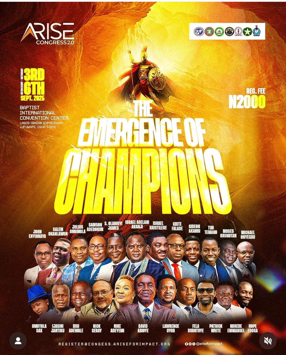 I look foward to speaking today at the Arise congress. 

Global champions will emerge!