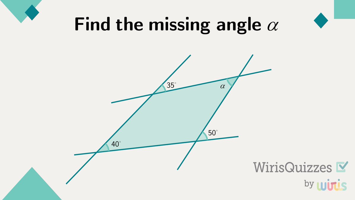 WirisQuizzes's tweet image. Can you solve this puzzle? 

With the information given, we are pretty sure you can figure out what the missing angle is. 🤔

#TheWinnerMathsItAll!

#WirisQuizzes #mathquiz #mathproblem #mathexercise #problem #MathType #math #mathematics #mathpuzzle #geometry #STEM
