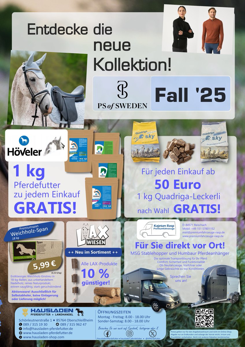 ++ SAVE + THE + DATE ++

#neueröffnung #hausladenboutique #kompetenzzentrumpferd #reitsport #pferdefutter #pferdeausstattung #hkm #waldhausen #bucas #covalliero #usg #lauriagarrelli #psofsweden #lax #premiumspan #humbaur #stablehopper #quadriga #höveler #hausladenpferdefutter